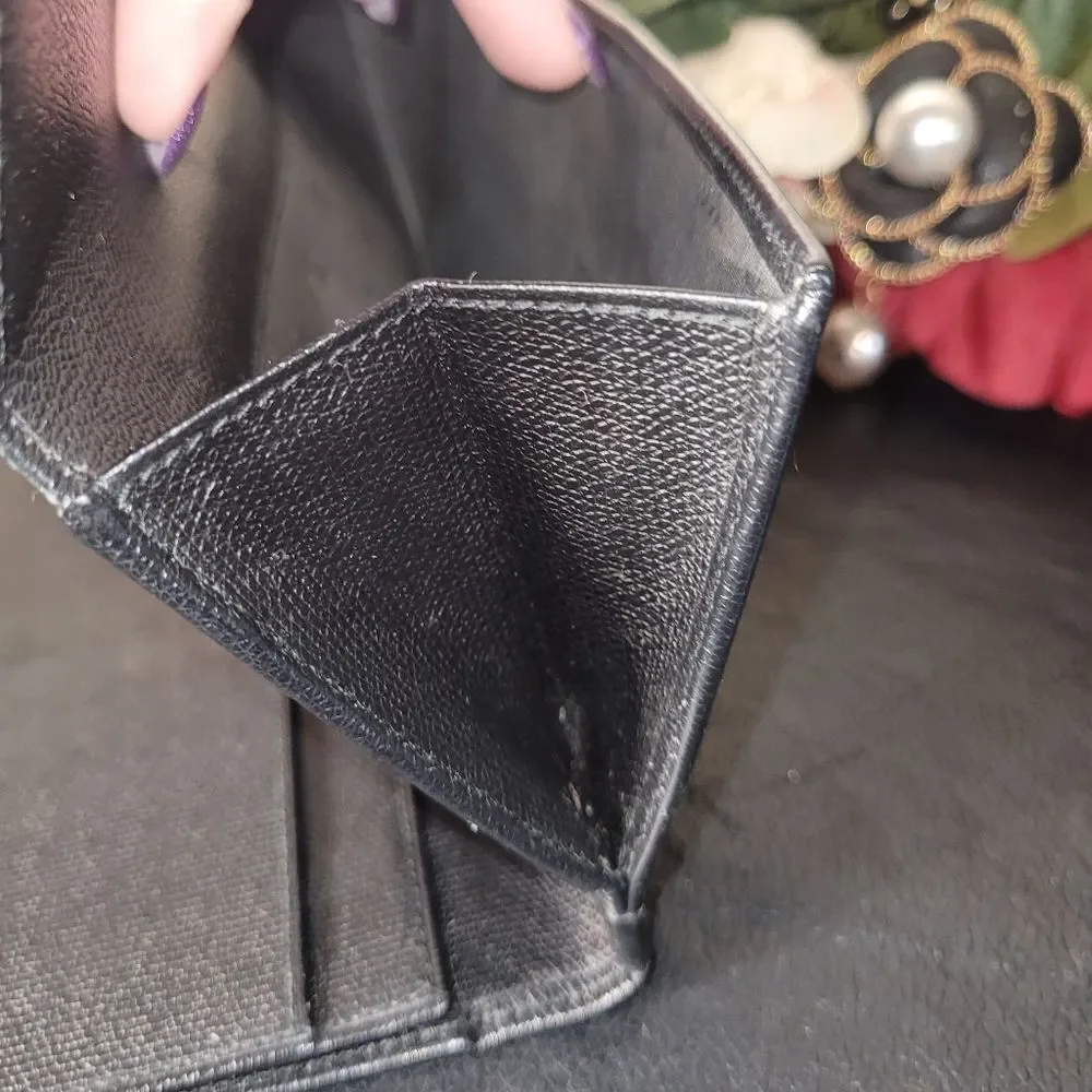 Chanel Calfskin Button Line CC Logo Long Flap Wallet with Dust Bag With COA